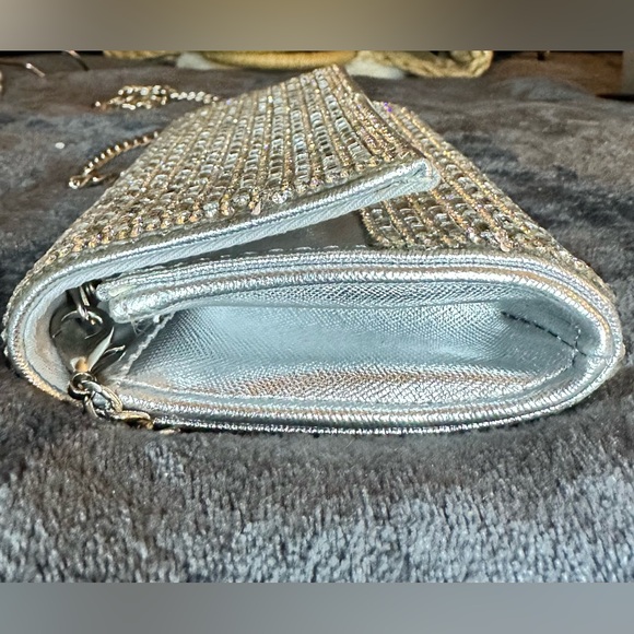 Starlet Silver Crystal Iridescent Evening Handbag with Chain - Picture 7 of 9